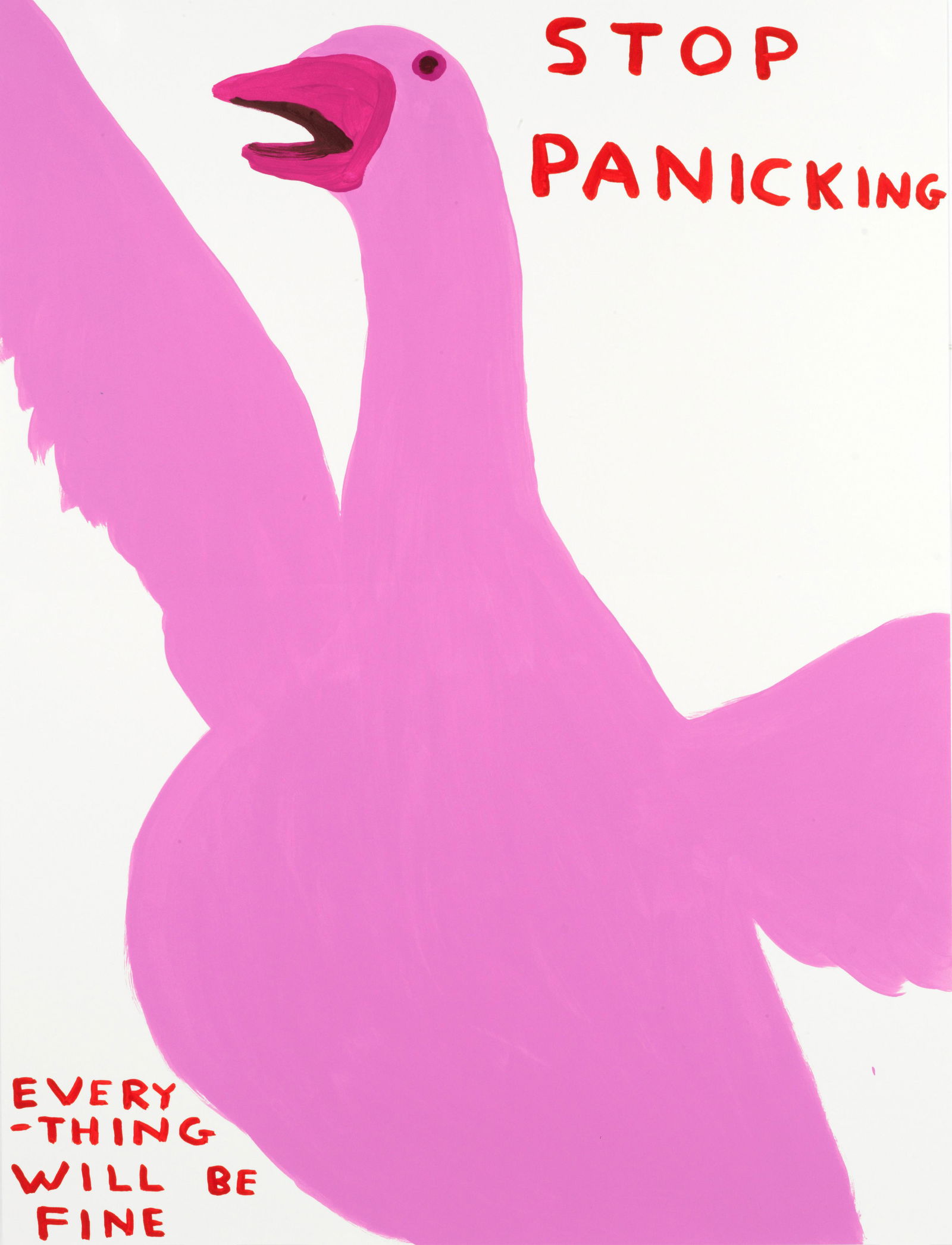 David Shrigley (British, born 1968) Stop Panicking Screenprint in colours, 2021, on Somerset wov...: David Shrigley (British, born 1968) Stop Panicking Screenprint in colours, 2021, on Somerset wove, signed with the initials, dated and numbered 56/125 in pencil verso, published by Jealous Gallery, Lo