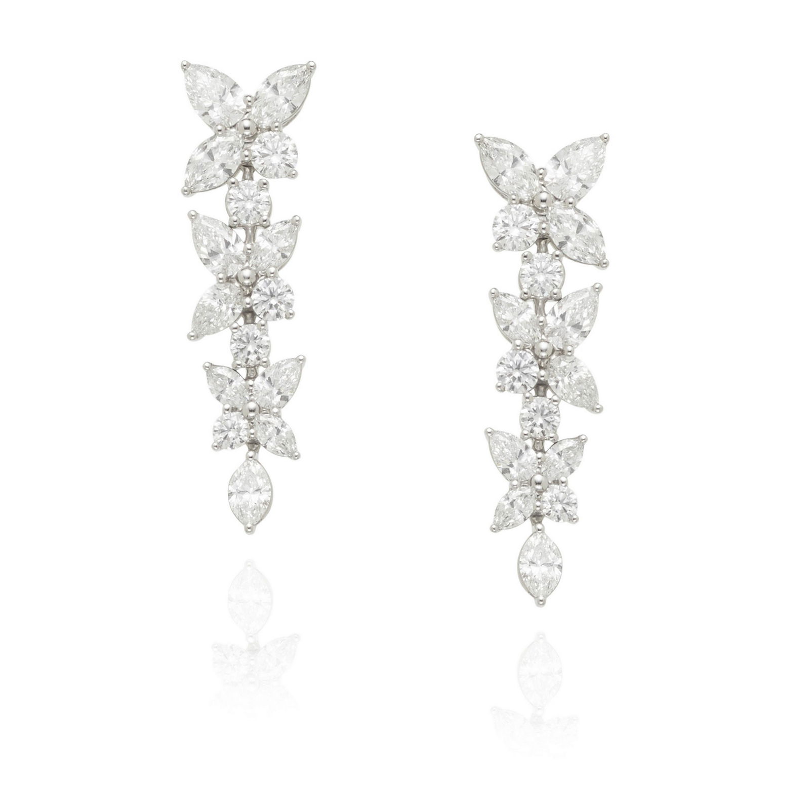 TIFFANY & CO.: A PAIR OF PLATINUM AND DIAMOND 'VICTORIA' EARRINGS (1 of 2)