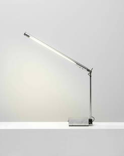 Gerald Abramovitz 'Cantilever' desk lamp, model no. 41555 mark 2, circa 1964: Gerald Abramovitz'Cantilever' desk lamp, model no. 41555 mark 2, circa 1964Aluminium, anodised aluminium, painted steel.51 x 71 x 9.2 cm Manufactured by Best and Lloyd Ltd., Birmingham, United