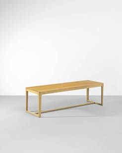 Edward Barber and Jay Osgerby Bench, from Canteen Restaurant, London, circa 2000: Edward Barber and Jay OsgerbyBench, from Canteen Restaurant, London, circa 2000Oak.45 x 150.5 x 47.5 cm Manufactured by Isokon Plus, London, United Kingdom. Underside with manufacturer's label