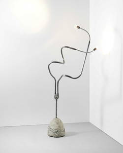 Ron Arad Early 'Tree Light', designed 1983, produced mid-1980s: Ron AradEarly 'Tree Light', designed 1983, produced mid-1980sStandard English steel conduit pipes and junctions with flexible goose-neck tubes, concrete base.154 cm high fully extended Produced by