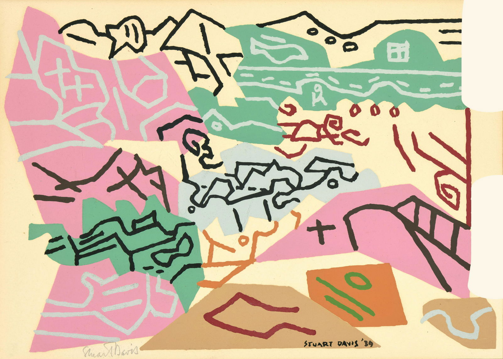 Stuart Davis (1892-1964); Landscape, Bass Rocks;: Stuart Davis (1892-1964) Landscape, Bass Rocks (Cole/Myers 23), 1941 Screenprint in colors, signed in pencil (also with printed signature and date), from the edition of 100, published by Jack B. Rich,
