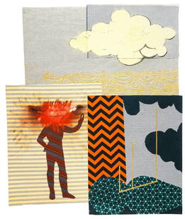 Sanford Biggers (born 1970); Race Track Martyrs II;: Sanford Biggers (born 1970) Race Track Martyrs II, 2017 Archival pigment print in colors with screenprint in gold ink on laser-cut irregular shaped paper-canvas, signed in pencil on verso, dated and n