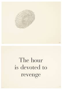 Louise Bourgeois (1911-2010); The Hour is devoted to revenge (diptych), from What is the Shape o...: Louise Bourgeois (1911-2010) The Hour is devoted to revenge (diptych), from What is the Shape of this Problem? Series (MoMA 665), 1999 Lithograph and letterpress in colors on 2 sheets of wove paper, e