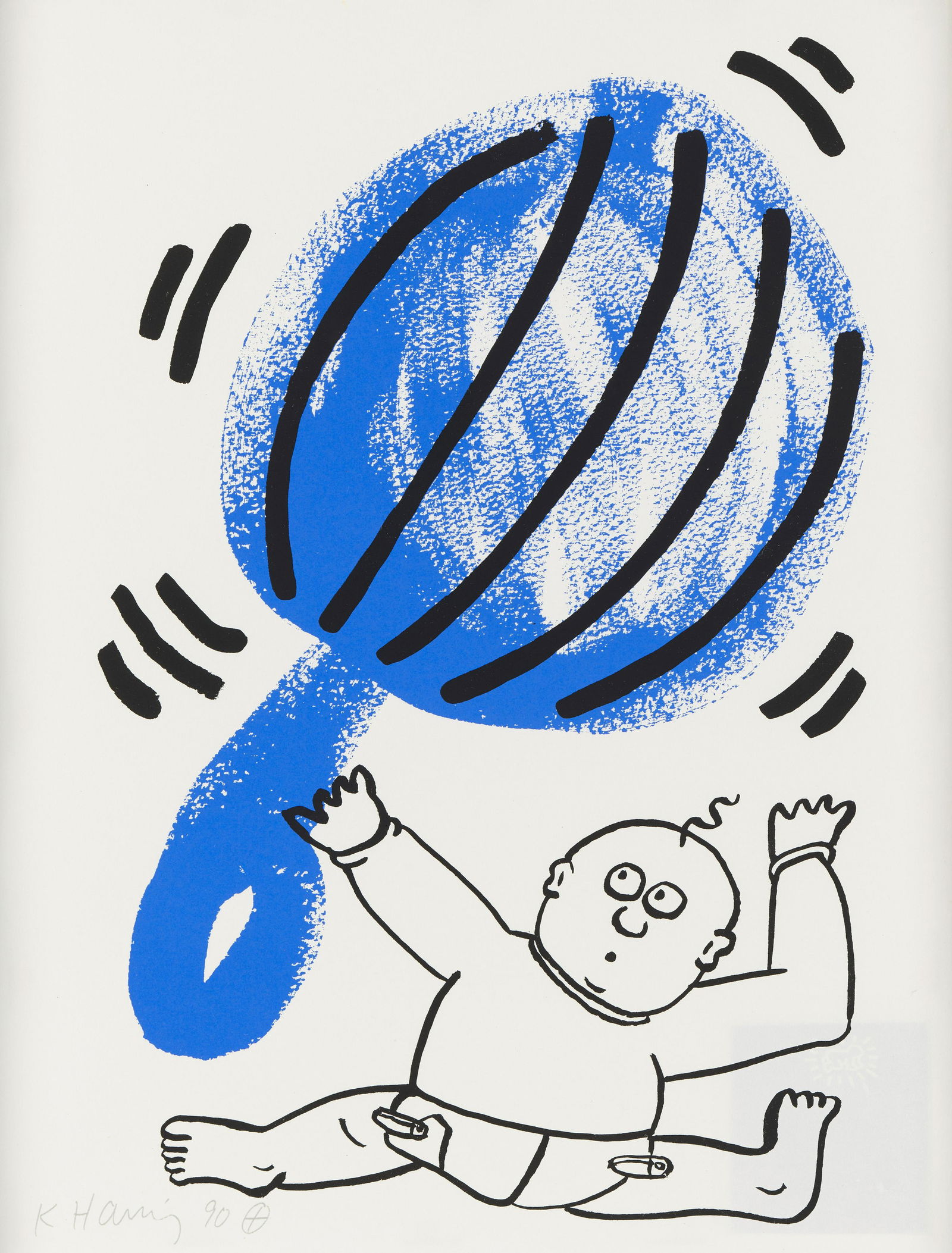 Keith Haring (1958-1990); The Story of Red and Blue #2;: Keith Haring (1958-1990) The Story of Red and Blue #2 (Littmann p.129), 1989 Lithograph in colors on wove paper, with printed signature and dated in silver on the front, signed in pencil and dated '6/