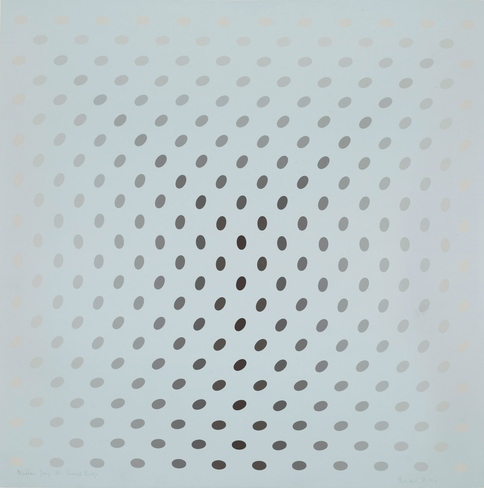 Bridget Riley (born 1931); Untitled (C), from Nineteen Greys;: Bridget Riley (born 1931) Untitled (C), from Nineteen Greys (Schubert 8c), 1968 Screenprint in colors on card, signed in pencil, dated, titled and annotated 'artist's proof' (aside from the edition of