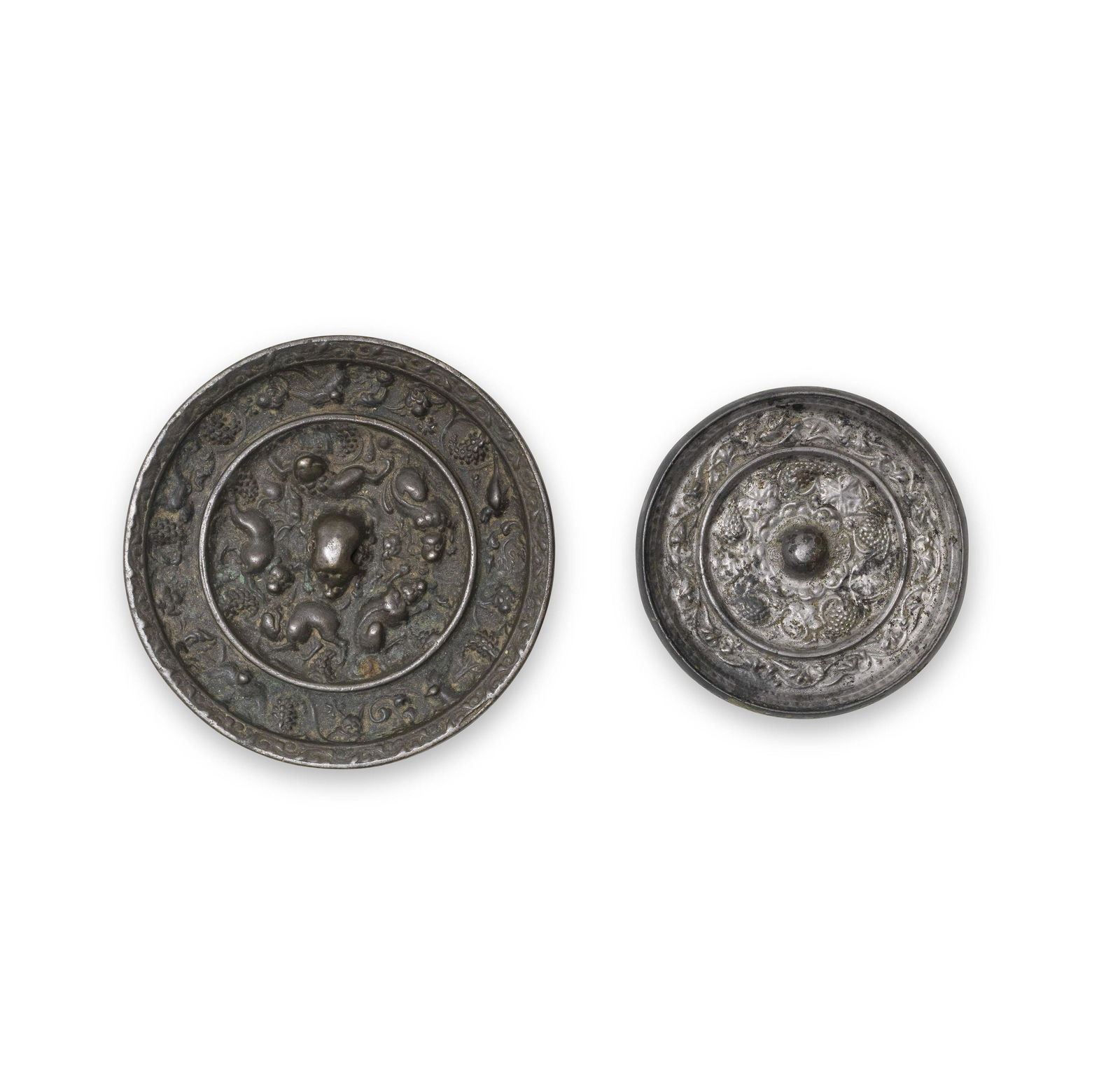 TWO BRONZE 'LION AND GRAPEVINE' MIRRORS  Tang Dynasty (3) (1 of 1)