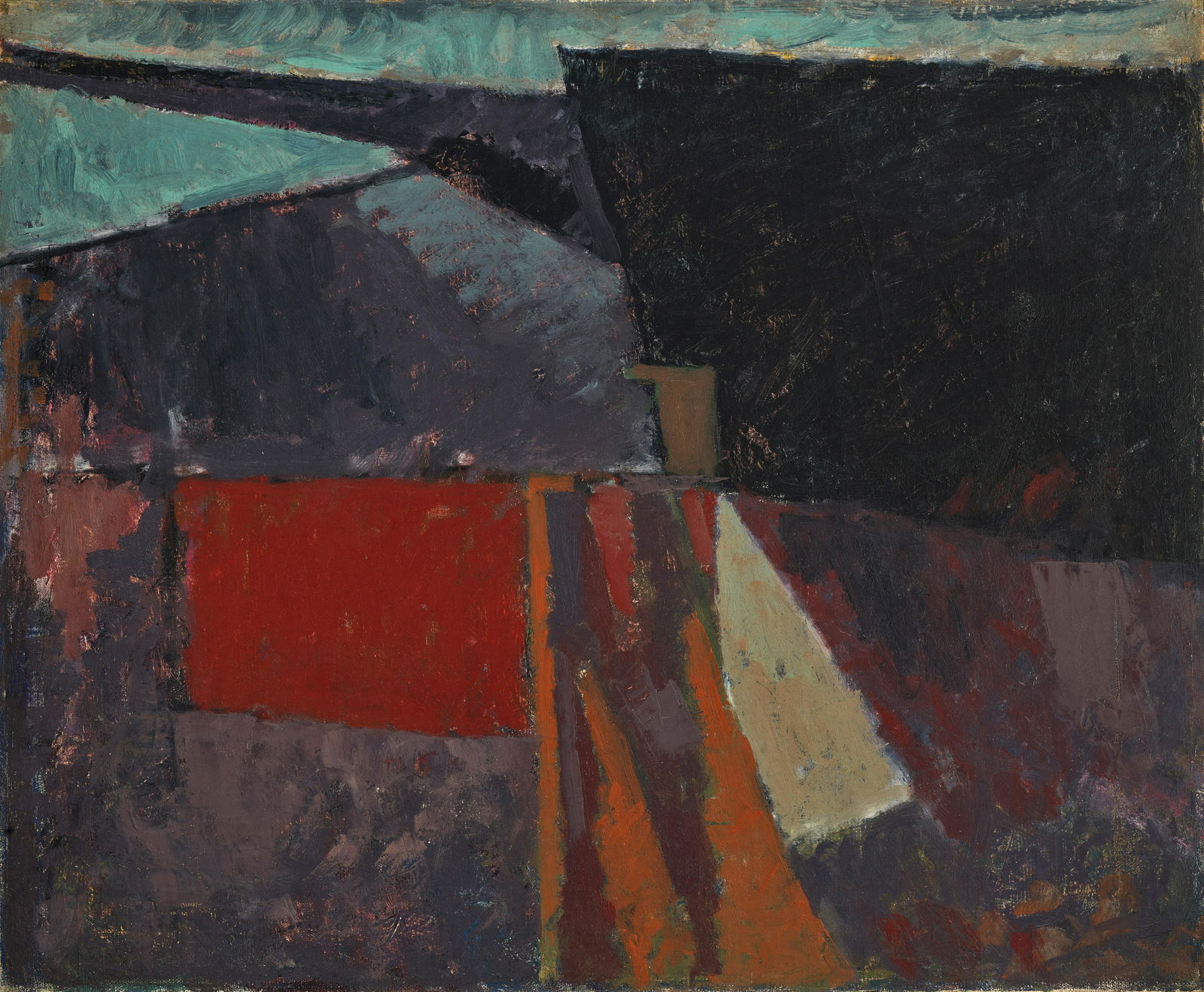 Stuart Davis (1892-1964) Landscape, Gloucester 19 x 23 in. (48.3 x 58.4 cm.) (Painted circa 1917.): Stuart Davis (1892-1964) Landscape, Gloucester inscribed with title and inscribed, dated, and signed 'I made this painting / ca 1917 Stuart Davis / 4/18/60' (on the reverse of the relined canvas) oil