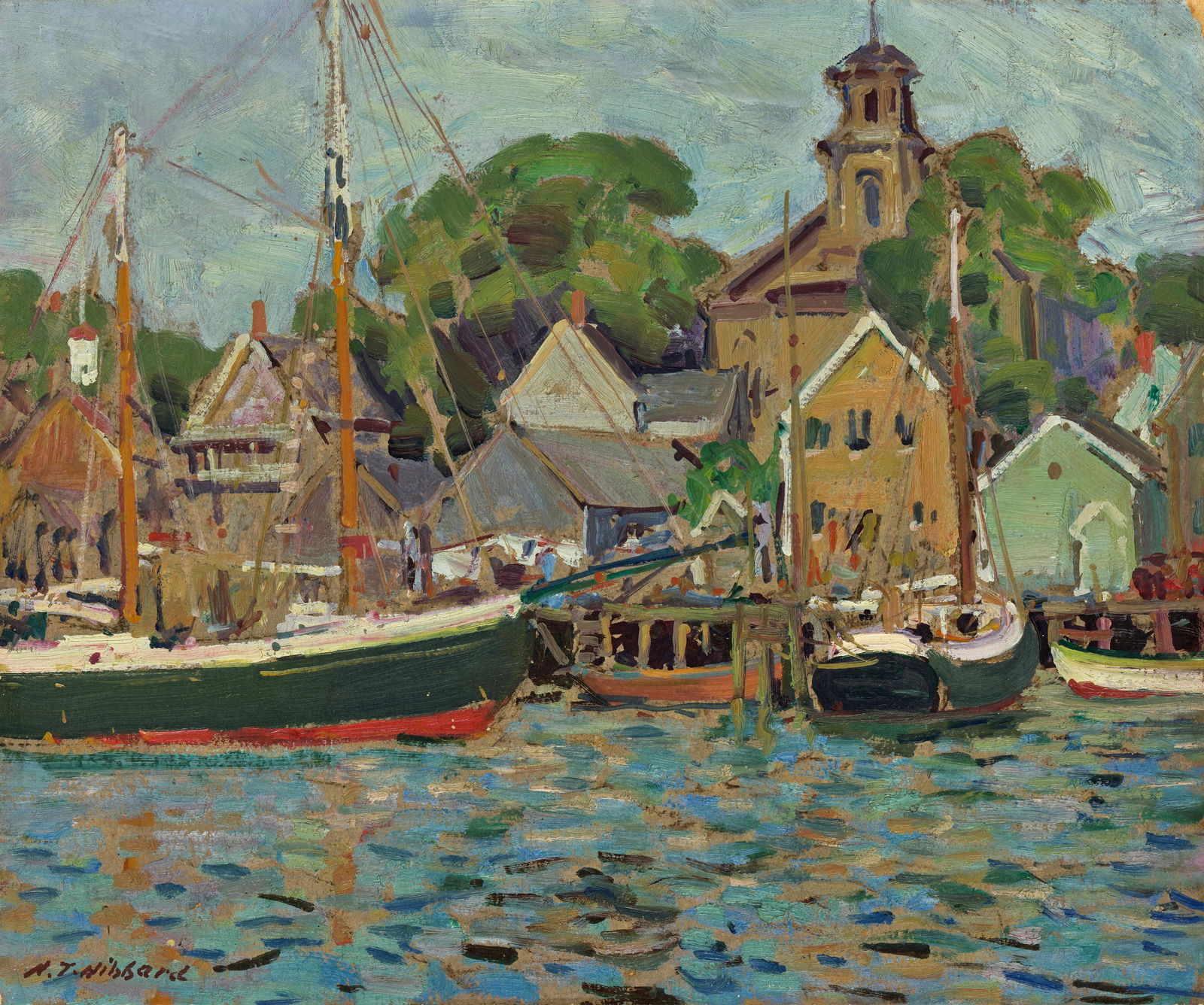 Aldro Thompson Hibbard (1886-1972) Boats in Harbor 14 3/4 x 17 5/8 in. (37.5 x 44.8 cm.) (Painte... (1 of 1)