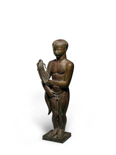 John Bradley Storrs (1885-1956) Boy with Catfish (Fountain) 31 1/2 in. (80 cm.) high (Modeled ci...: John Bradley Storrs (1885-1956) Boy with Catfish (Fountain) inscribed 'John Storrs' (along the base) and inscribed 'Valsuani Cire Perdue' (along the base) bronze with brown and verdigris patina 31 1/2