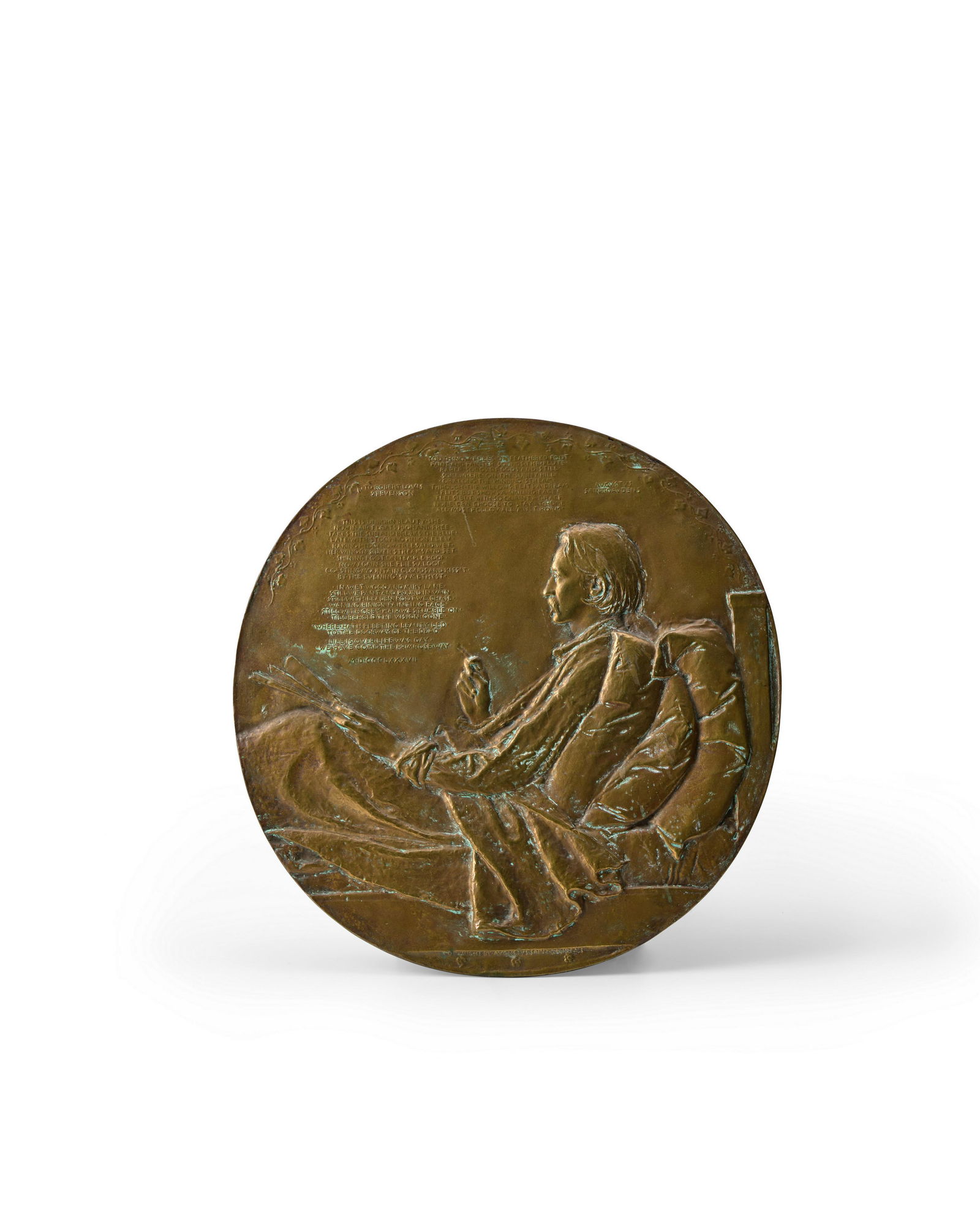 Augustus Saint-Gaudens (1848-1907) Robert Louis Stevenson 17 3/4 in. (45.1 cm.) high (Modeled in... (1 of 1)