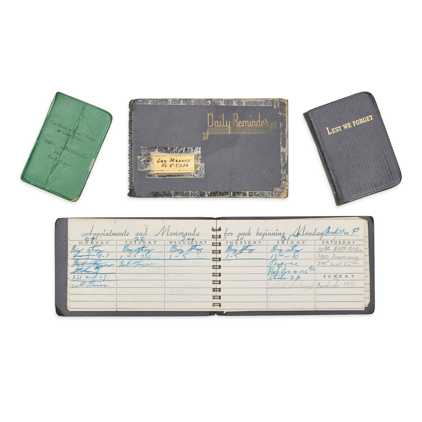 A Lee Marvin Group of Personal Pocket Diaries (1 of 1)