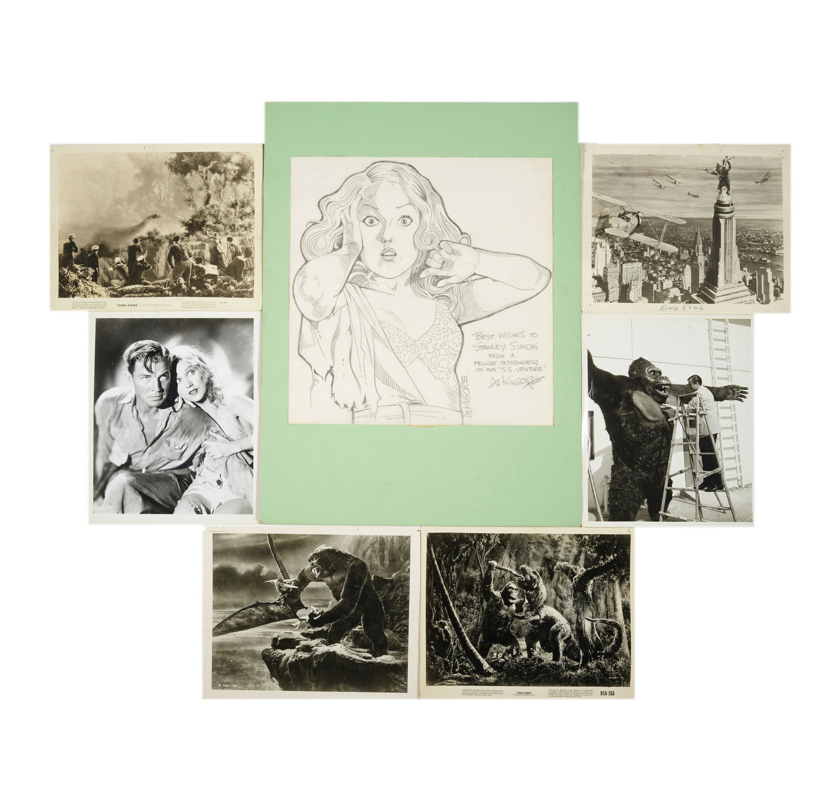 An Al Kilgore Illustration of Fay Wray, Photos, and Ephemera from King Kong (1 of 2)