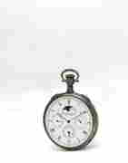IWC. Montre de gousset en argent (925) avec triple calendrier et phase de lune remontoir au pend... (1 of 2)