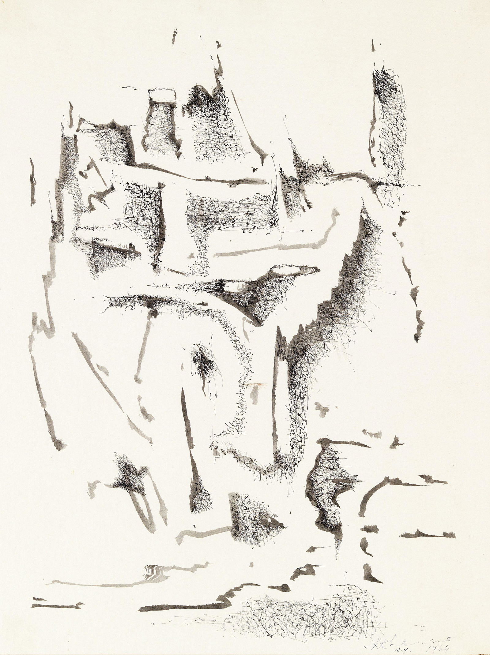 Krishen Khanna (Indian, b. 1925) Untitled: Krishen Khanna (Indian, b. 1925) Untitled signed and dated '64 lower right watercolour and ink on paper, 30.6 x 23.2cm (12 1/16 x 9 1/8in).