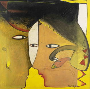 Paresh Maity (Indian, B. 1965) The Third Eye: Paresh Maity (Indian, B. 1965) The Third Eye signed and dated Paresh Maity '97 lower right acrylic and paper on board 72.5 x 74.1cm (28 9/16 x 29 3/16in). Footnotes: Provenance