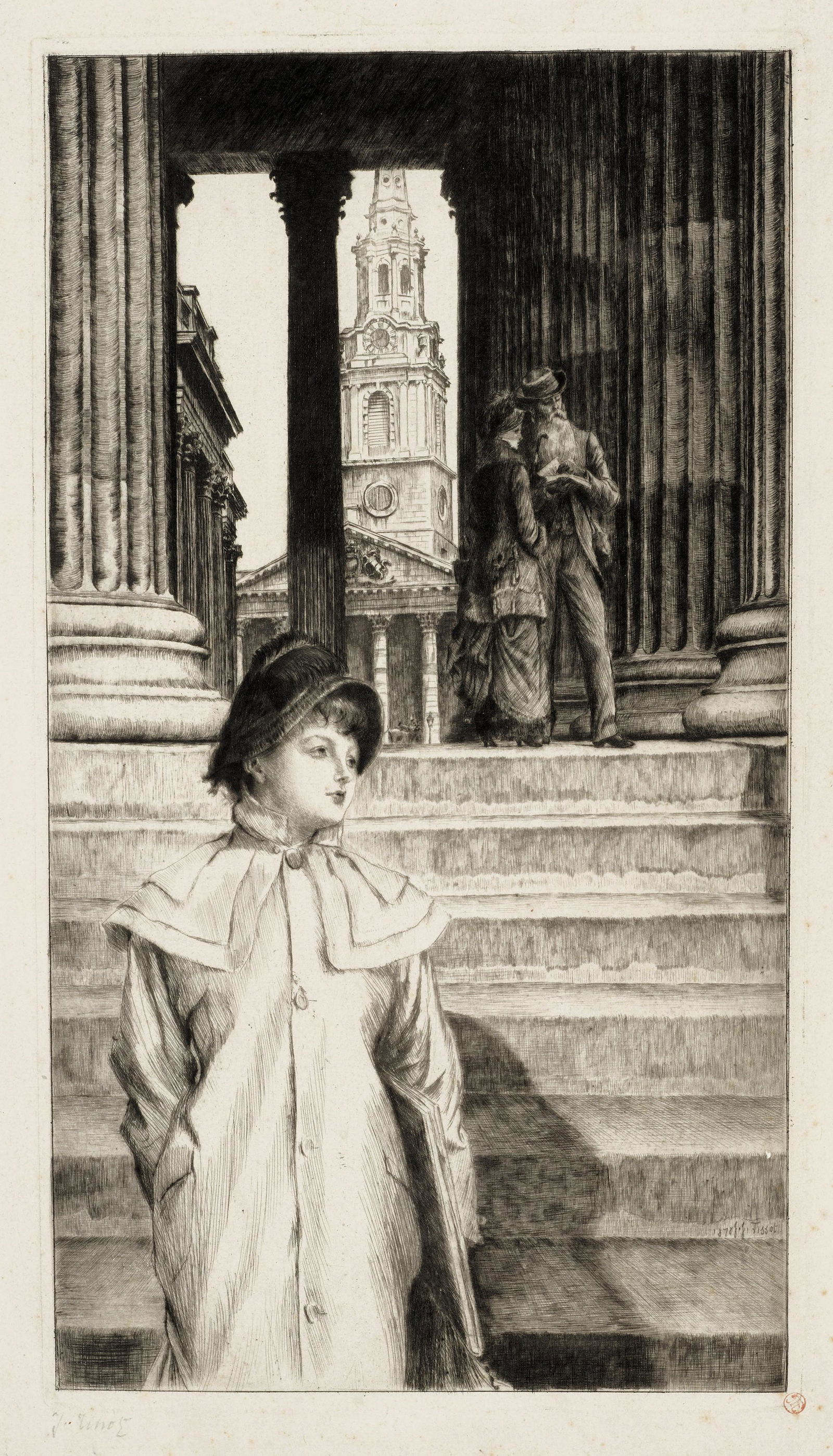 James Jacques Joseph Tissot (1836-1902); Le Portique de la Galerie nationale à Londres; (1 of 1)