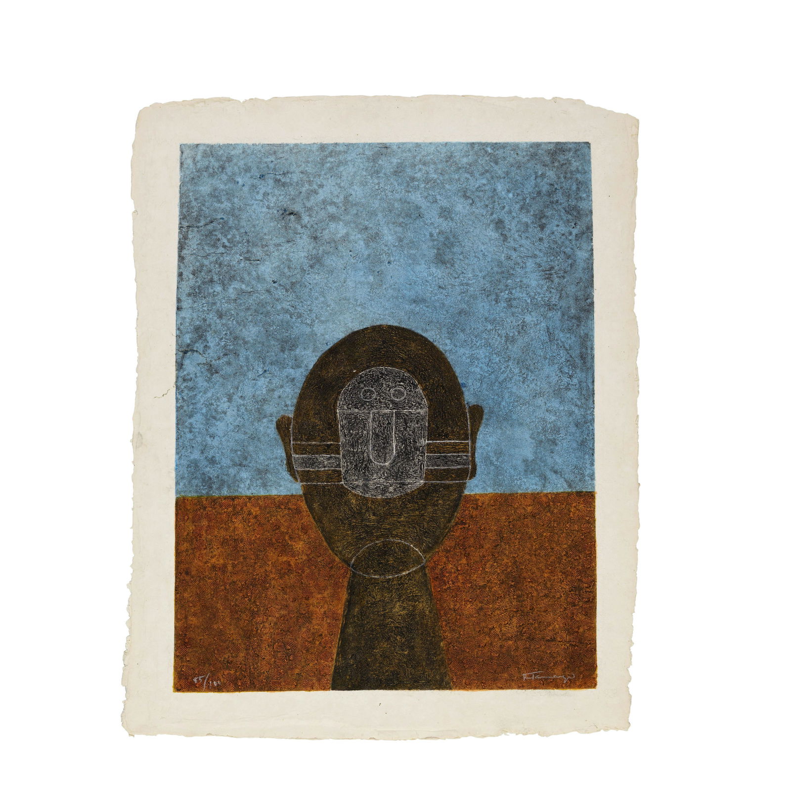 Rufino Tamayo (1899-1991); Cabeza Sobre Fondo Azul; (1 of 1)