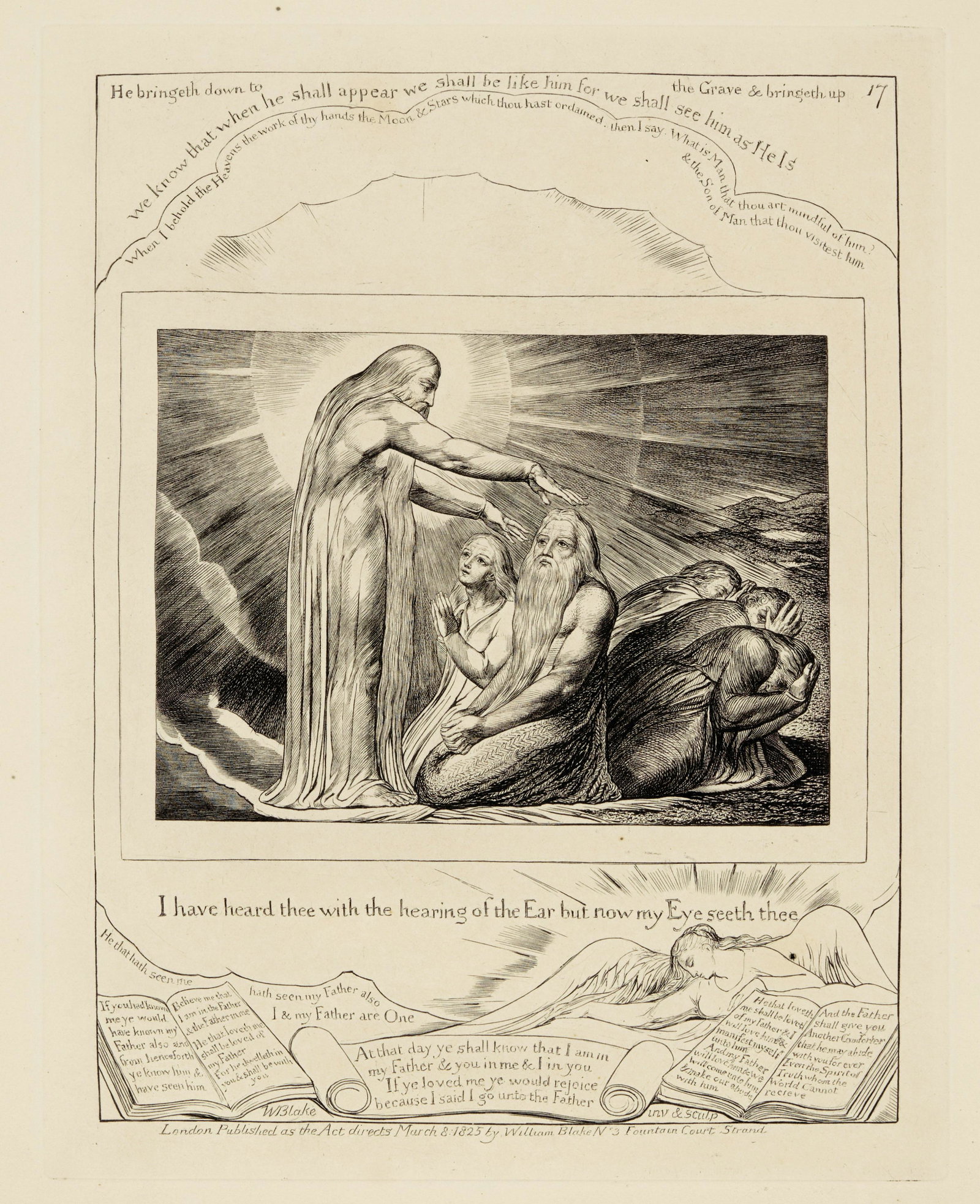 William Blake (1757-1827); Job Rebuked by his Friends, pl. 10; The Vision of God, pl. 17, from t...: William Blake (1757-1827) Job Rebuked by his Friends, pl. 10; The Vision of God, pl. 17, from the Illustrations of the Book of Job (Bindman 635; 642), 1825 Engravings on Whatman and wove paper respect