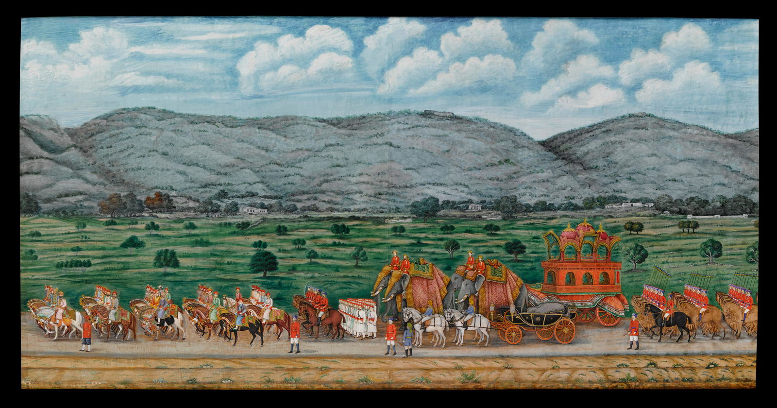 A large and impressive painting in six sections depicting an extensive royal procession with the ... (1 of 12)