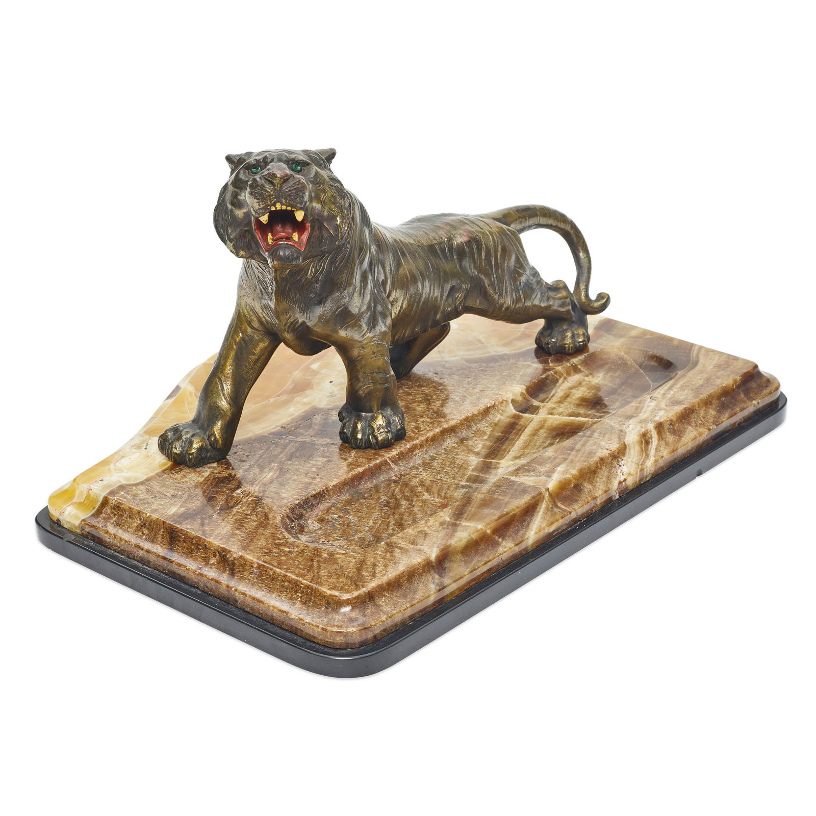 AN AMERICAN POLYCHROME METAL FIGURE OF A TIGERKronheim & Oldenbusch Metal Novelties Company, New... (1 of 1)