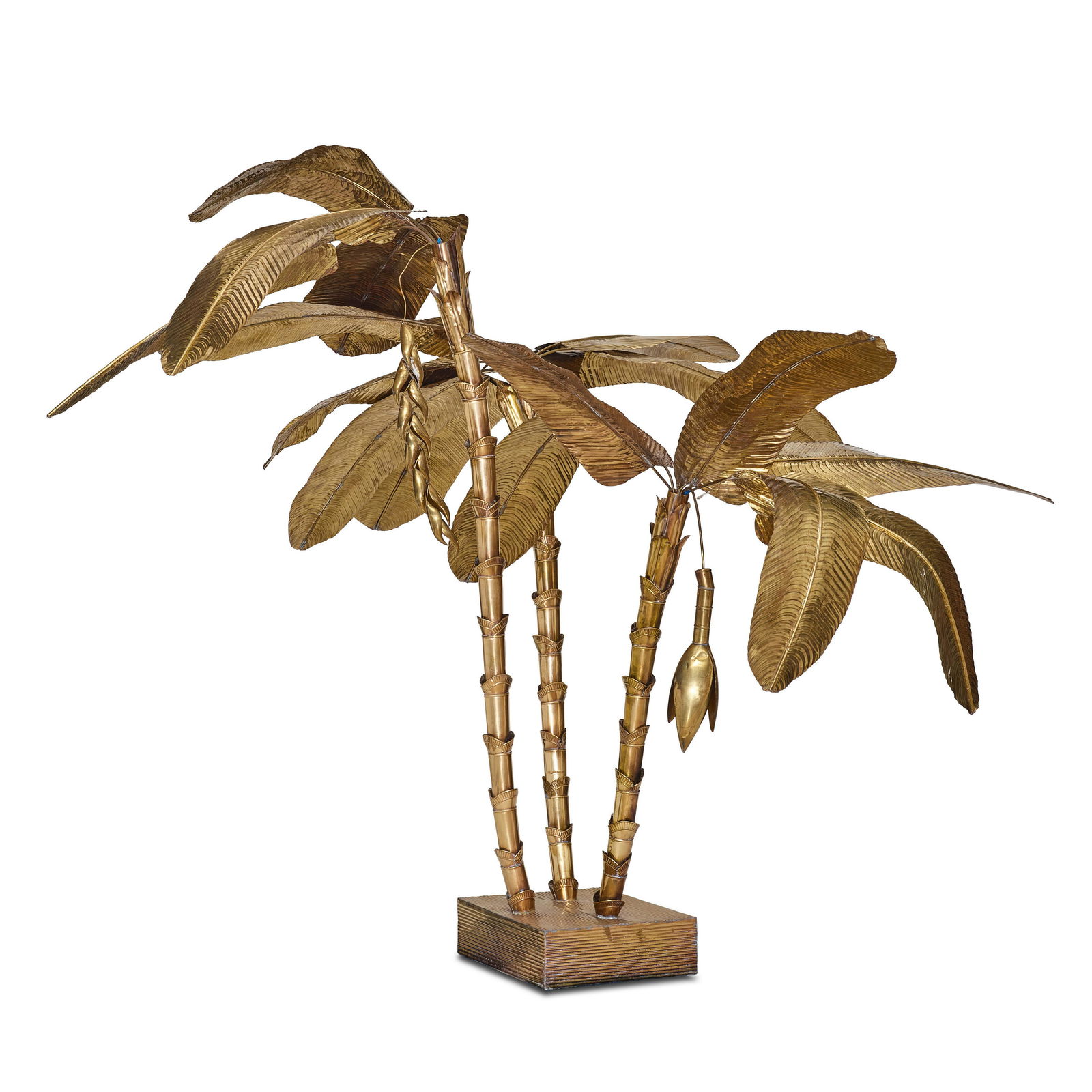 A MEXICAN BRASS SCULPTURE OF A CLUSTER OF THREE PALM TREESAttributed to Sergio Bustamante (Mexic... (1 of 2)