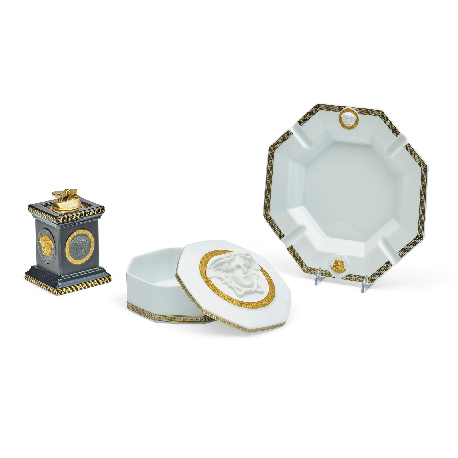 A VERSACE THREE-PIECE PORCELAIN SMOKING SET (1 of 1)