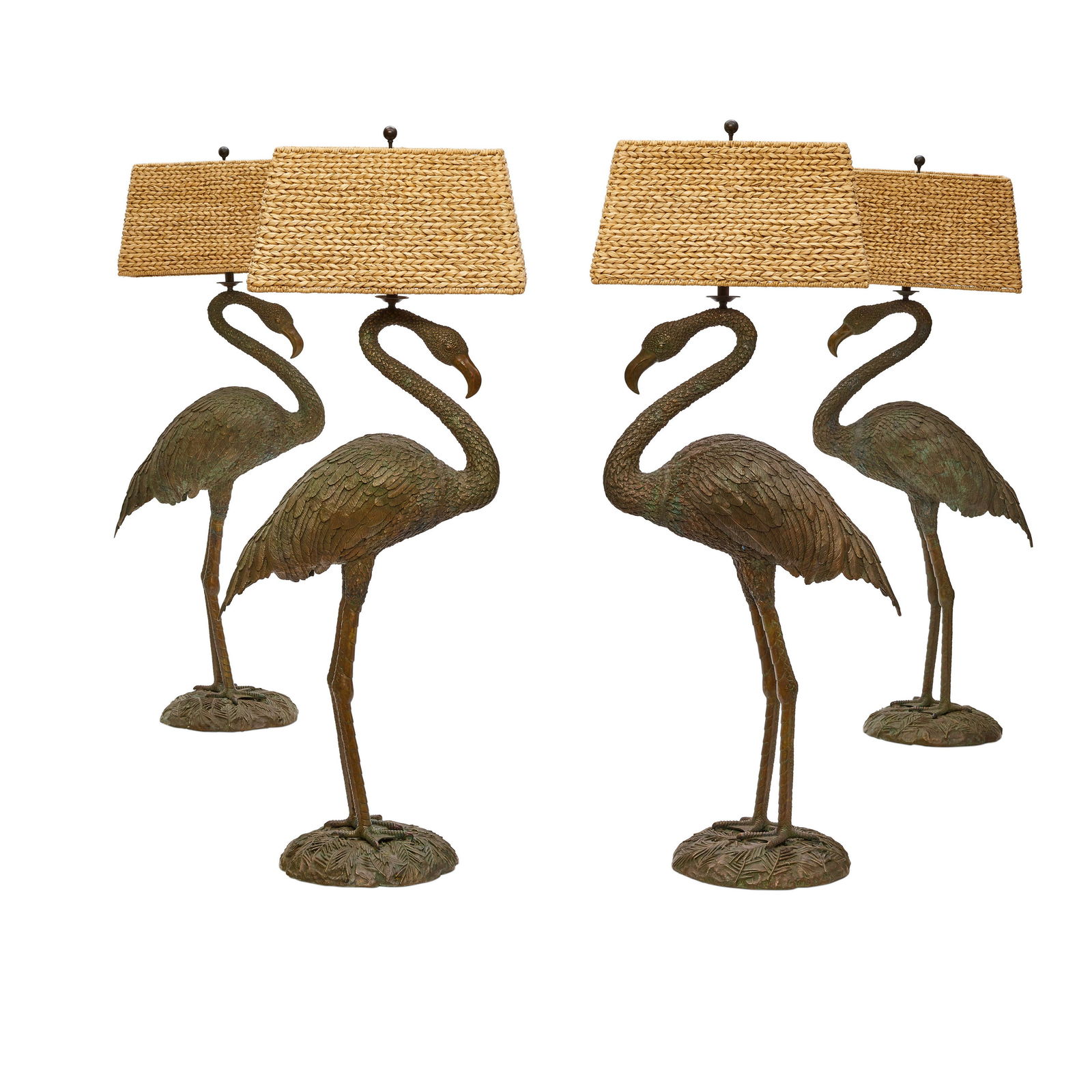FOUR MAITLAND-SMITH PATINATED METAL FLAMINGO-FORM STANDING LAMPS (1 of 2)