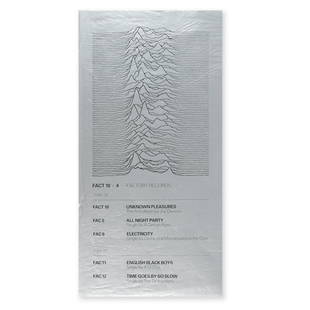 Joy Division: A Rare Factory 10 + 4 Silver Insert Promotional Poster, 1979,: Joy Division: A Rare Factory 10 + 4 Silver Insert Promotional Poster, 1979, designed by Peter Saville, printed on metallic paper, featuring Factory 10 Unknown Pleasures by Joy Division, A Certain Rati