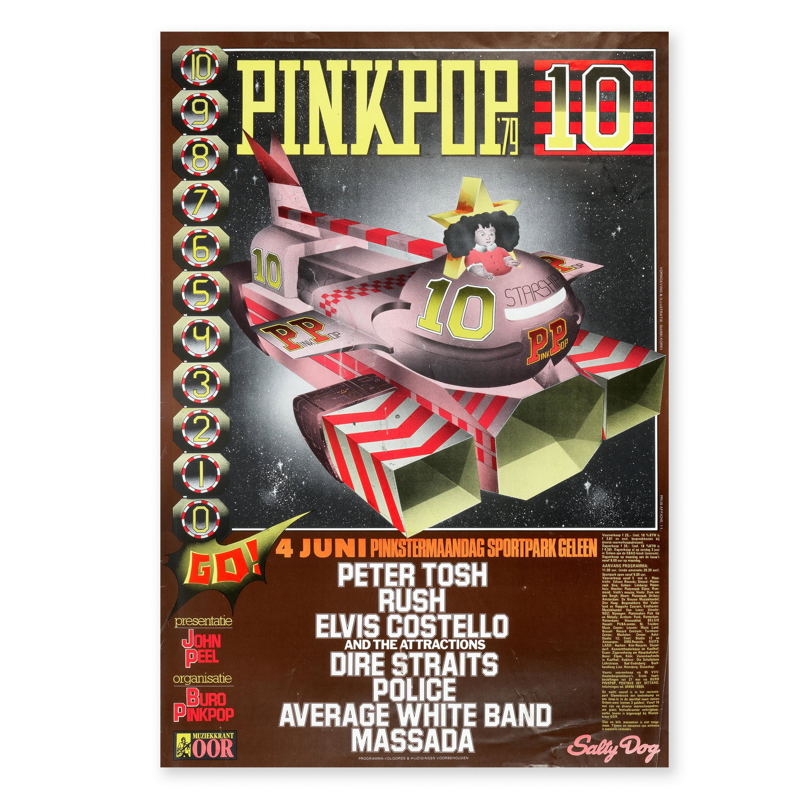 Pink Pop '79: An Original Concert Poster With Line-Up Including Rush, Elvis Costello, Dire Strai... (1 of 1)