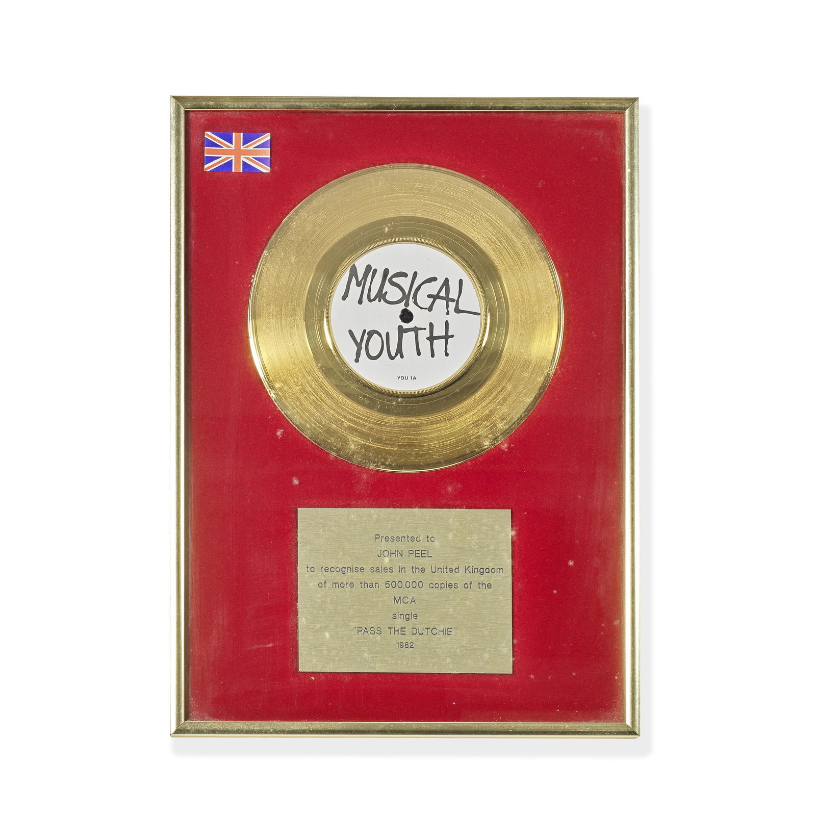 Musical Youth: A 'Gold' Disc Award For The Single Pass The Dutchie, 1982, (1 of 1)