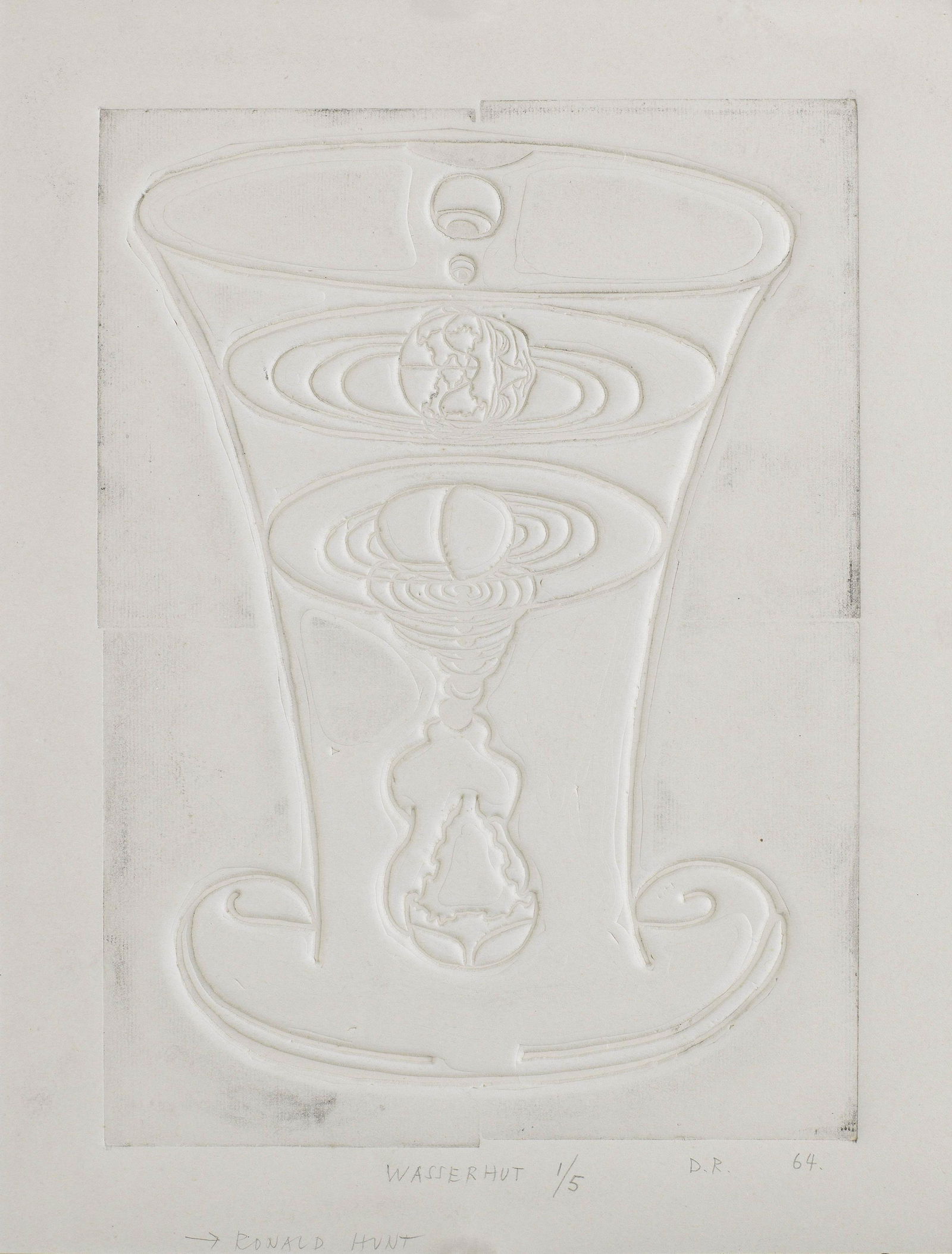 Dieter Roth (1930-1998) Wasserhut Embossing, 1964, on card, signed with initials, titled, dated,... (1 of 1)