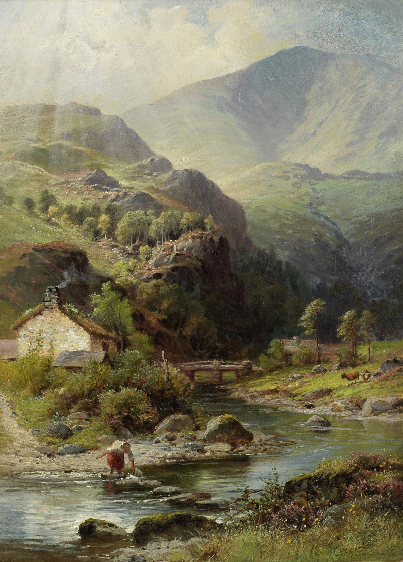 Charles Stuart (British, active 1854-1868) 'A summers day': Charles Stuart (British, active 1854-1868) 'A summers day' signed 'CHARLES STUART' (lower right); indistinctly signed and titled (on stretcher) oil on canvas 61 x 45.7cm (24 x 18in).