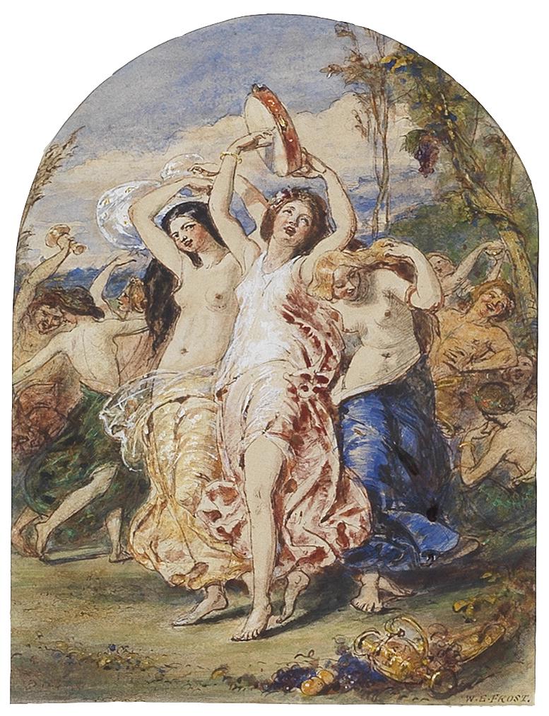 William Edward Frost (British, 1810-1877) Bacchanalia dancing 14.3 x 11.1cm (5 5/8 x 4 3/8in). A... (1 of 2)