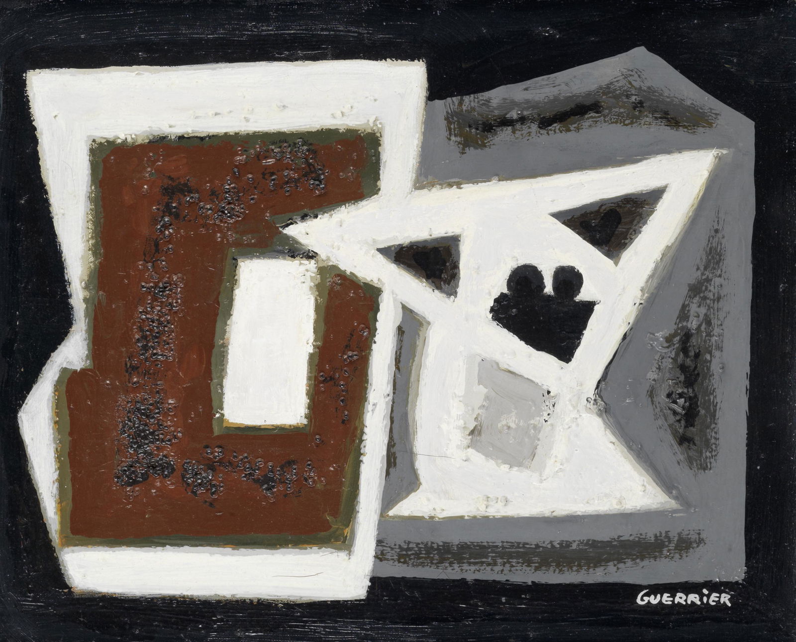 Raymond Guerrier (French, 1920-2002) Untitled abstract: Raymond Guerrier (French, 1920-2002) Untitled abstract signed 'GUERRIER' (lower right) oil on canvas 33.4 x 41cm (13 1/8 x 16 1/8in). This lot is subject to the following lot symbols: * AR