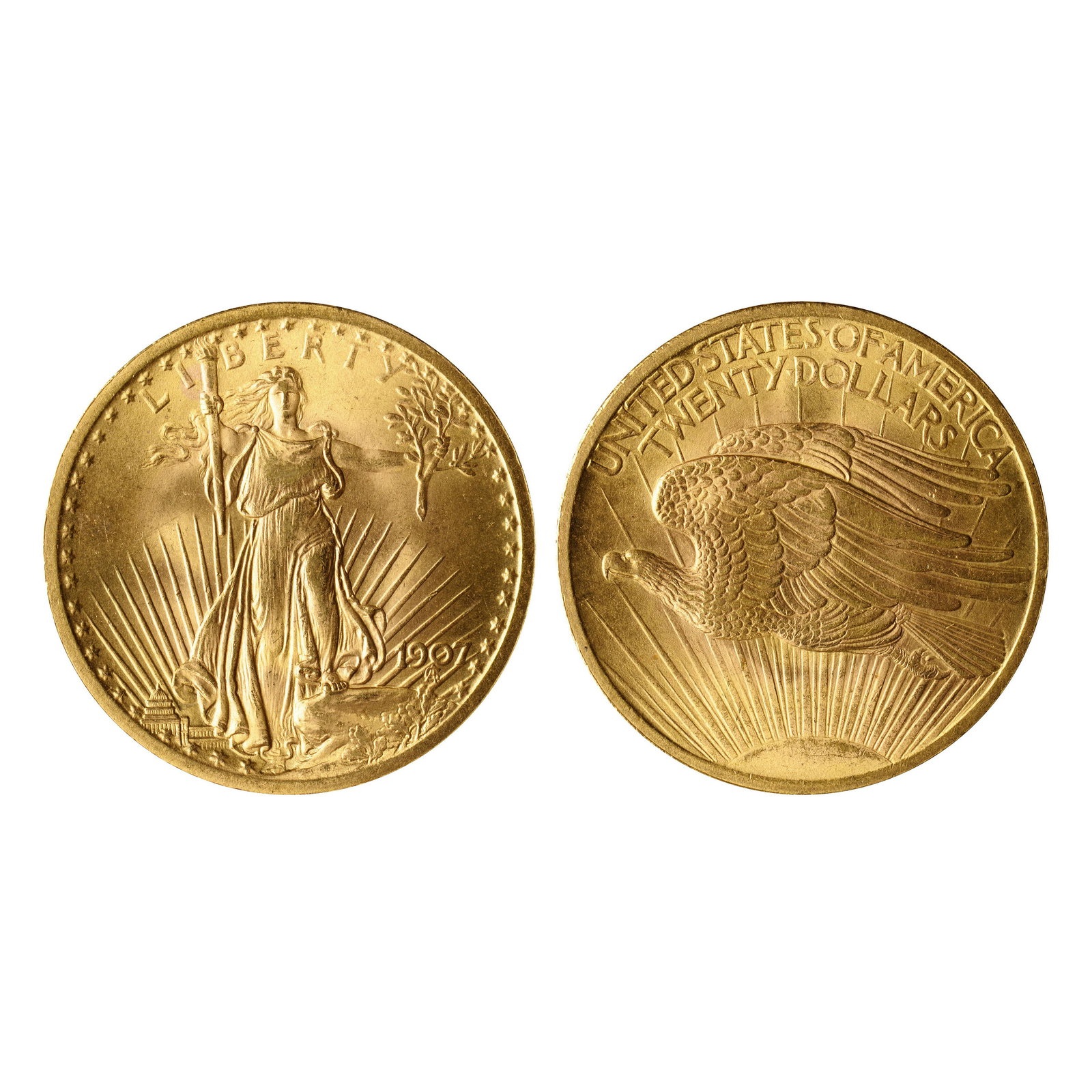 USA, $20, 1907 Saint-Gaudens Arabic Numerals (1 of 1)