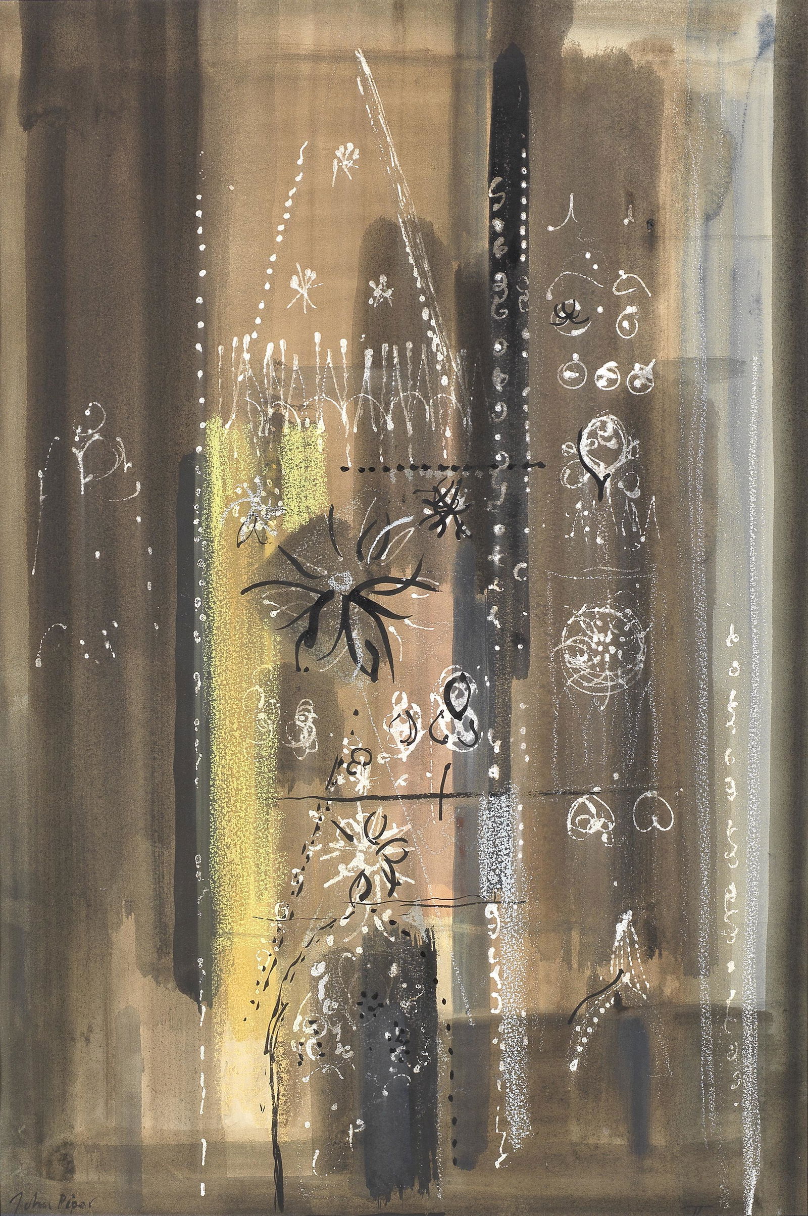 John Piper C.H. (1903-1992) Tours Cathedral: John Piper C.H. (1903-1992) Tours Cathedral signed 'John Piper' (lower left) watercolour, ink, pastel and gouache on paper 55 x 37cm (21 5/8 x 14 9/16in). Footnotes: Provenance Sa