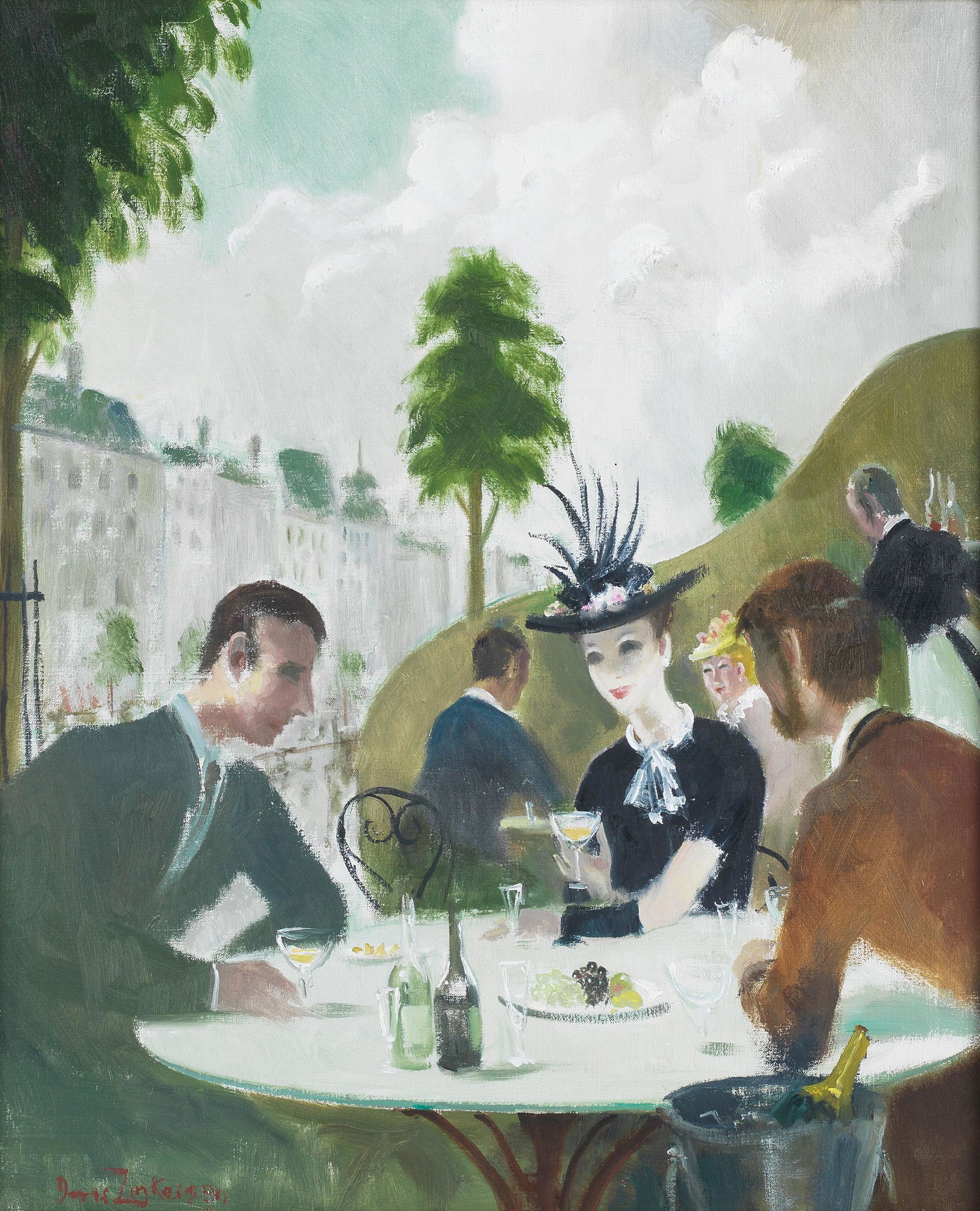 Doris Clare Zinkeisen (British, 1897-1991) Champs-Élysées: Doris Clare Zinkeisen (British, 1897-1991) Champs-Élysées signed 'Doris Zinkeisen' (lower left) oil on canvas 62 x 52cm (24 7/16 x 20 1/2in). This lot is subject to the following lot symbols