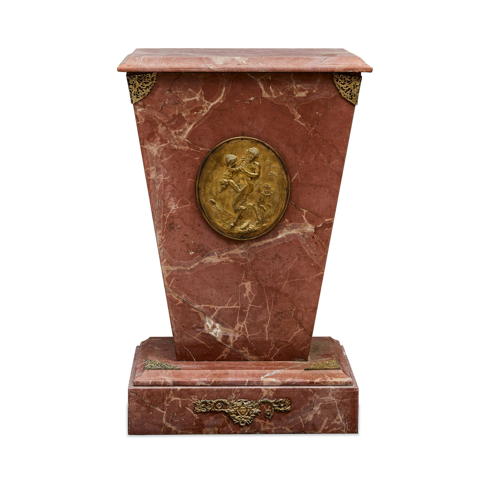 A GILT BRONZE MOUNTED RED MARBLE PEDESTAL (1 of 1)