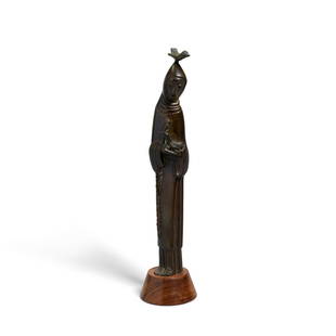 JEAN LAMBERT-RUCKI (1888-1967) St. Francis of Assisipatinated bronze, walnut base, inscribed 'LA...: JEAN LAMBERT-RUCKI (1888-1967)St. Francis of Assisipatinated bronze, walnut base, inscribed 'LAMBERT RUCKI' along bottomoverall height 11 7/8in (30.2cm)Footnotes:ProvenanceHans L. Dorff, San