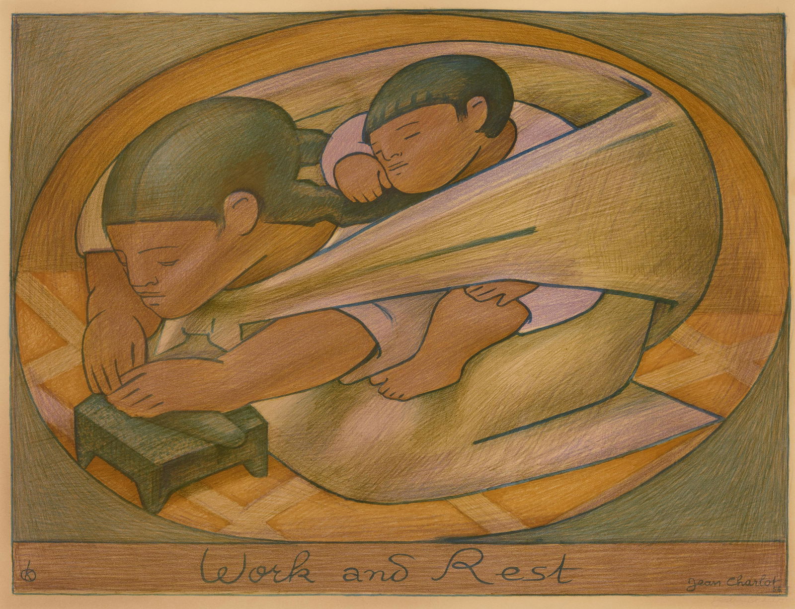JEAN CHARLOT (1898-1979) Work and Rest1956color lithograph, signed 'Jean Charlot' lower rightima... (1 of 1)