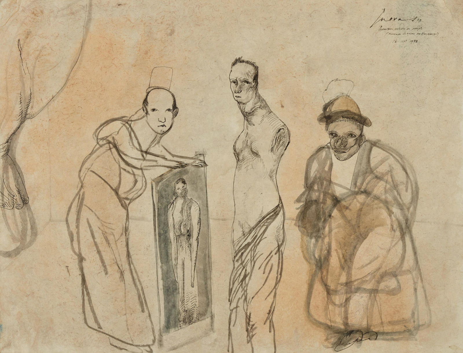 JOSÉ LUIS CUEVAS (1934-2017) Hombres Vestidos de Mujer (Mercado de Carne en Hamburgo)1973in... (1 of 1)