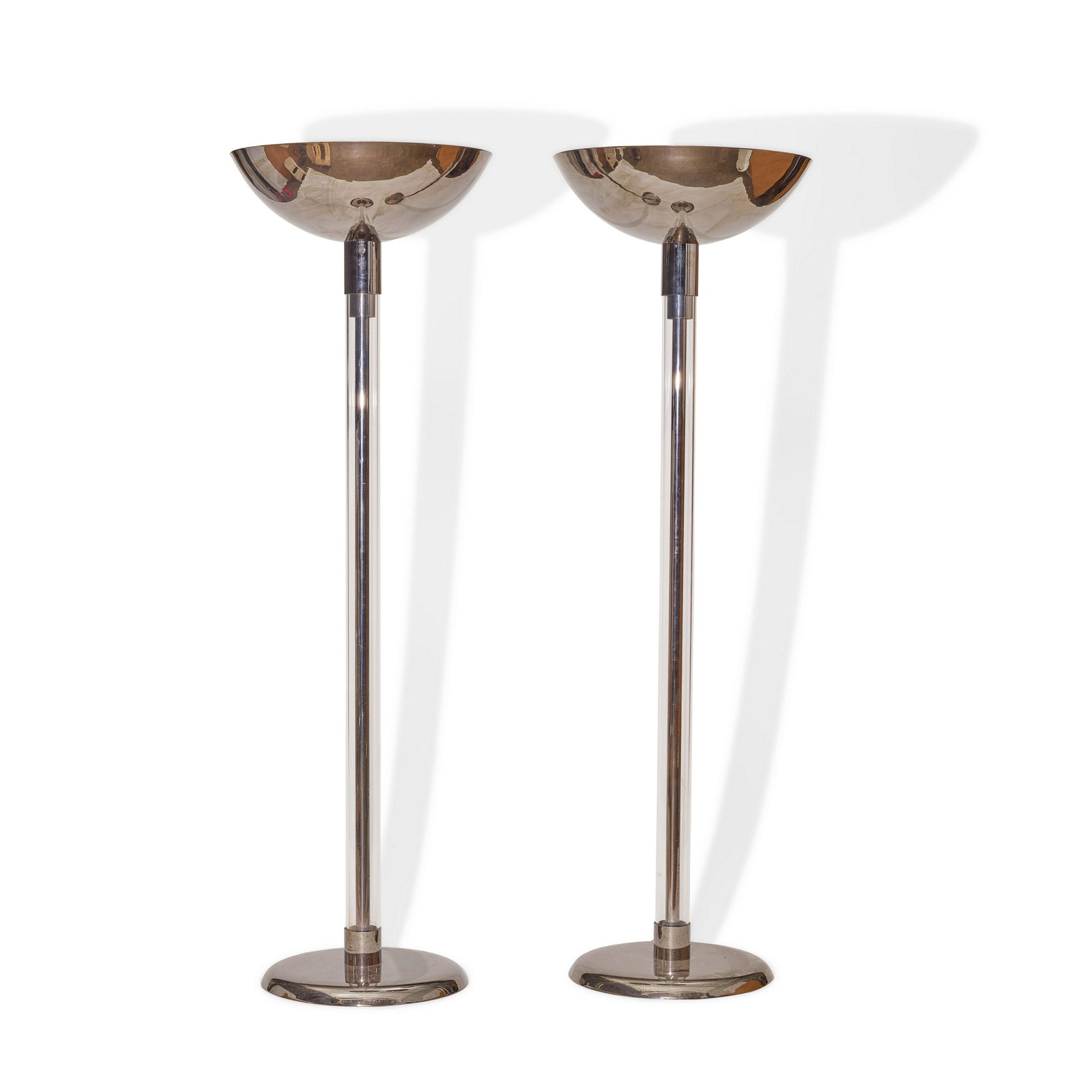 KARL SPRINGER (1931-1991) Pair of Torchierescirca 1980chromed metal, acrylicheight 71 3/4in (182... (1 of 1)