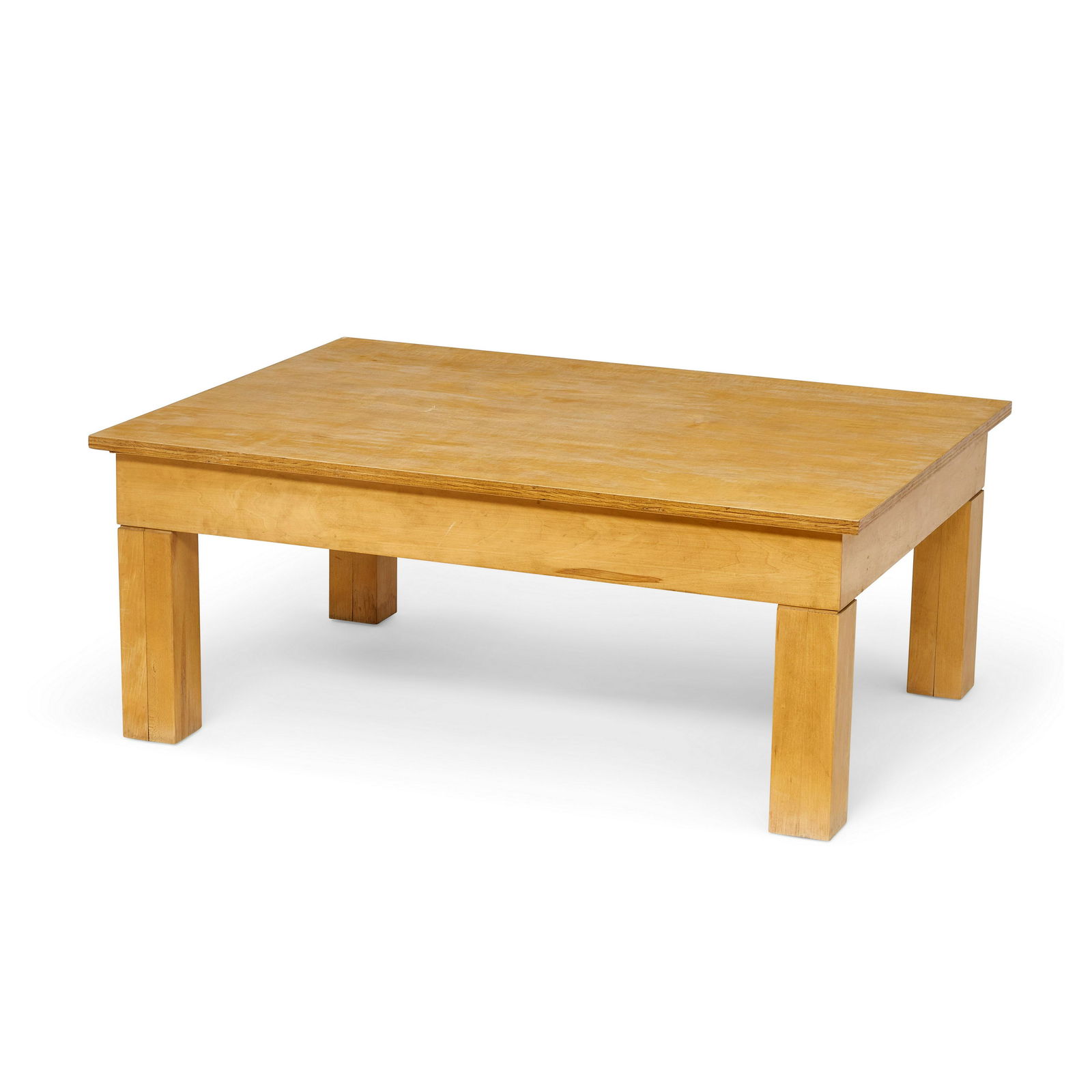 ROY MCMAKIN (BORN 1965) Coffee Table 1986birdseye maple, with Domestic Furniture Co. label on un...: ROY MCMAKIN (BORN 1965) Coffee Table 1986 birdseye maple, with Domestic Furniture Co. label on underside height 16in (40.5cm); width 40in (102cm); depth 30in (76.2cm) Footnotes: Provenance Private Col