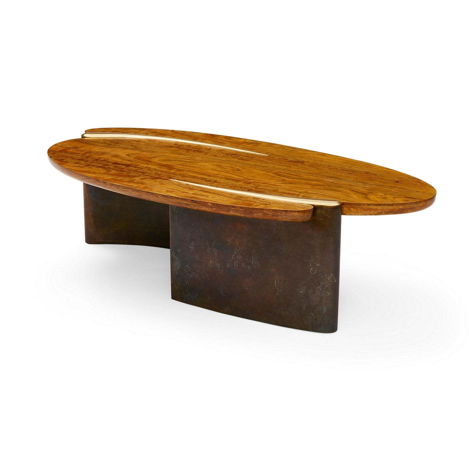 JOHN MAKEPEACE (BORN 1939) Coffee Table2009 paldao, bronze, brassheight 17 1/4in (44cm); length ...: JOHN MAKEPEACE (BORN 1939) Coffee Table 2009 paldao, bronze, brass height 17 1/4in (44cm); length 59in (150cm); depth 29 3/4in Footnotes: Provenance Acquired directly from the artist, 2010 Estate