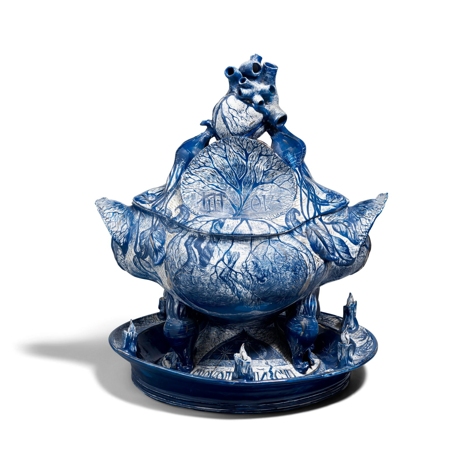 DAVID REGAN (born 1964) Borscht Tureen and Underplate1993glazed porcelain, incised 'Regan 1993'o... (1 of 3)