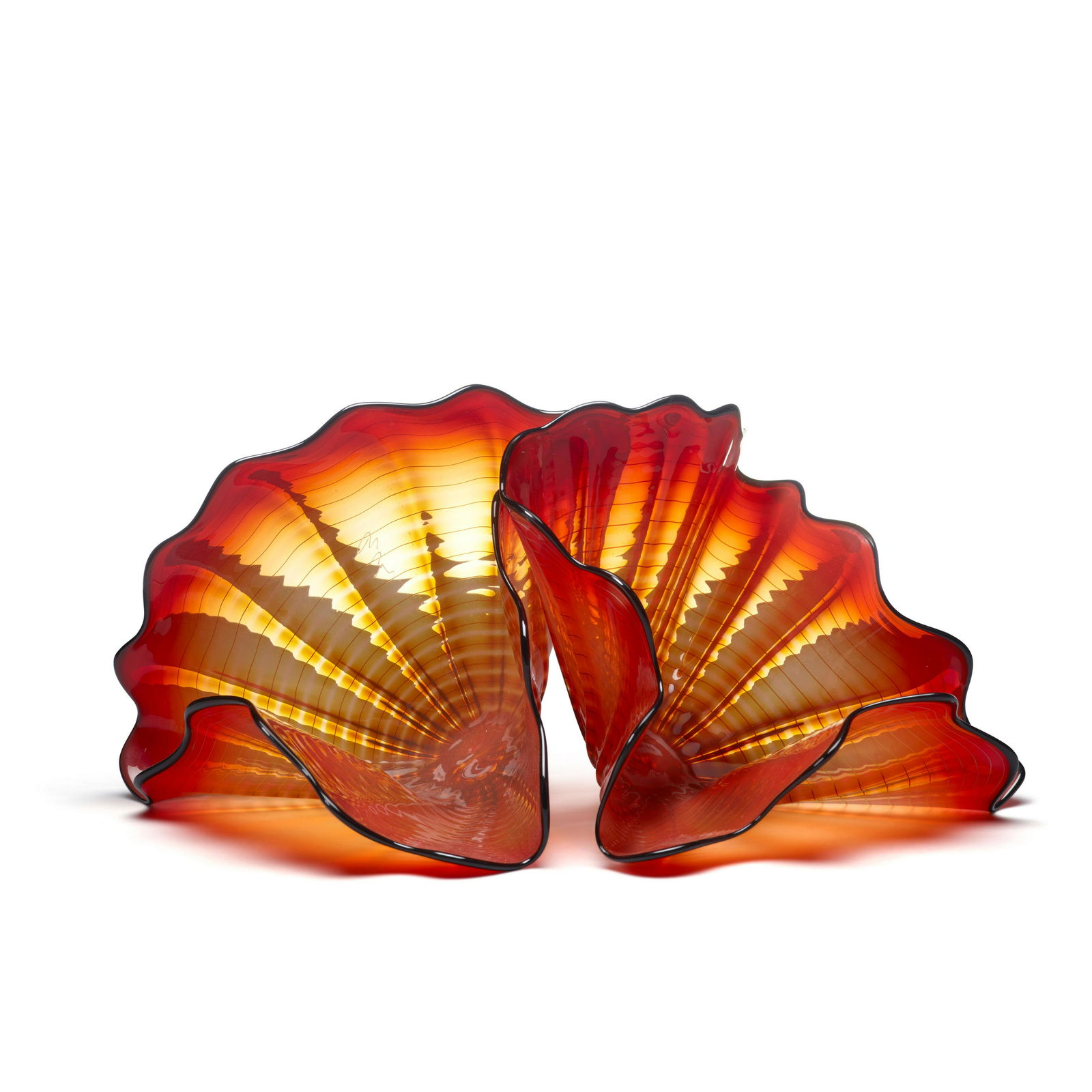 DALE CHIHULY (BORN 1941) Two Piece Red Amber Persian Set with Black Lip Wrap2010for Portland Pre... (1 of 4)
