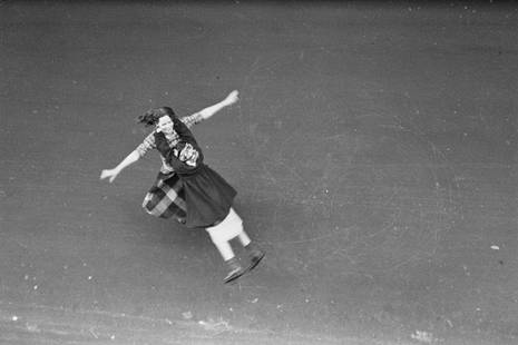 Ruth Orkin (1921-1985); Girls twirling on street, New York City;: Ruth Orkin (1921-1985) Girls twirling on street, New York City, 1948 Gelatin silver print, printed later, facsimile signature blindstamp in the margin; signed, titled, dated by Mary Engel, Estate Exec