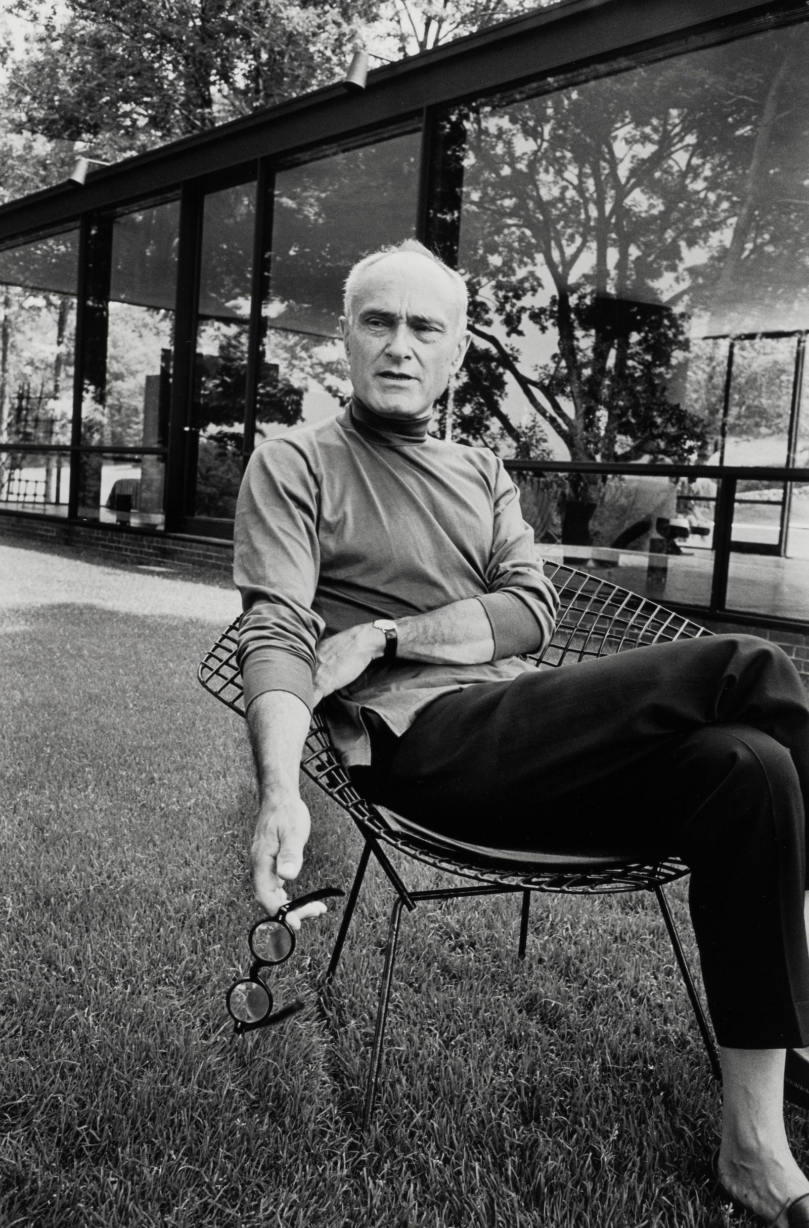 Bruce Davidson (born 1933); Philip Johnson;: Bruce Davidson (born 1933) Philip Johnson, 1964 Gelatin silver print, printed later, signed in pencil on the verso. 13 x 9in (33.1 x 22.8cm) sheet 14 x 11in (35.6 x 28cm) Footnotes: Provenance <