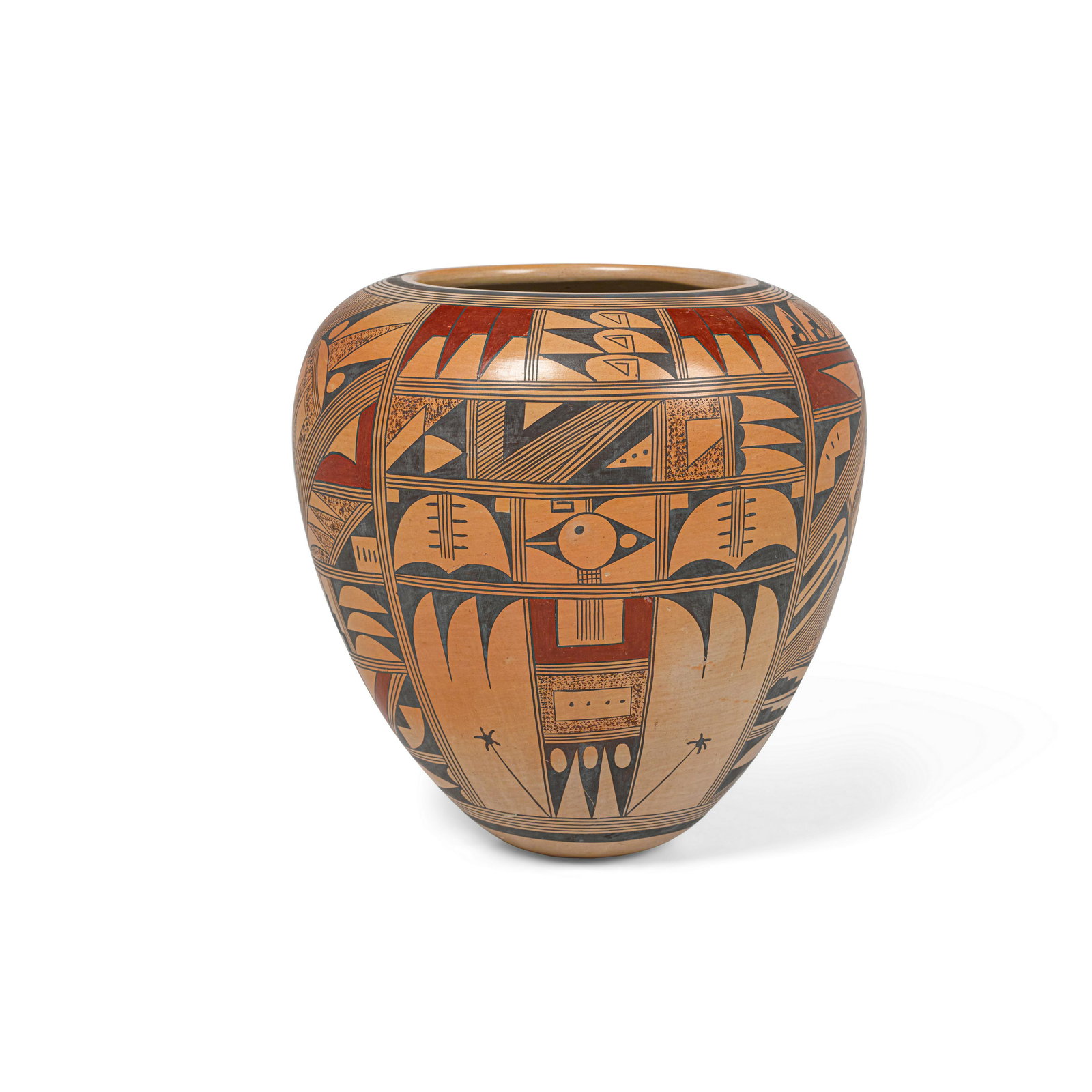 A Rondina Huma vase: Rondina Huma Hopi-Tewa, (b. 1947), a pottery vase with all-over geometric motifs, signed on the underside. height 8 3/4in, diameter 8 1/2in Footnotes: Provenance Property of a Washington State Private